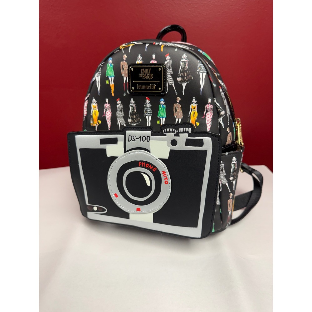 Loungefly Emily in Paris Camera Case Mini Backpack Black NWT Novelty Mini - Picture 2 of 7